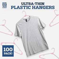 Zober Plastic Hangers 100 Pack  Pink Plastic Hangers  Space Saving Clothes Hangers for Shirts Pants & for Everyday Use  Clothing Hangers with Hooks