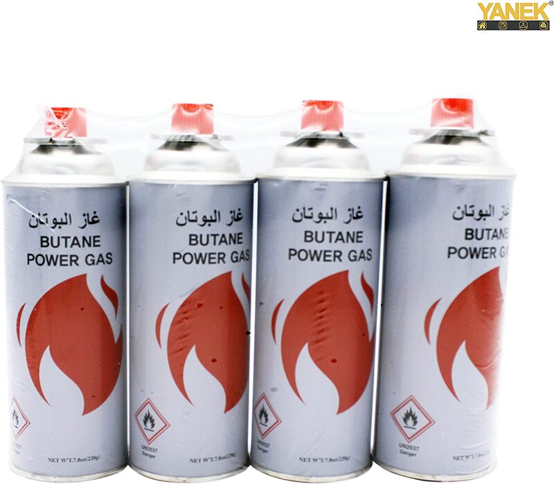 Yanek Portable Stove Gas for Camping Stoves & Barbeque, 220gm, 4 Pieces