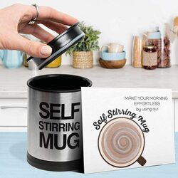 350ml Stainless Steel Self Stirring Coffee Mug Cup, Black
