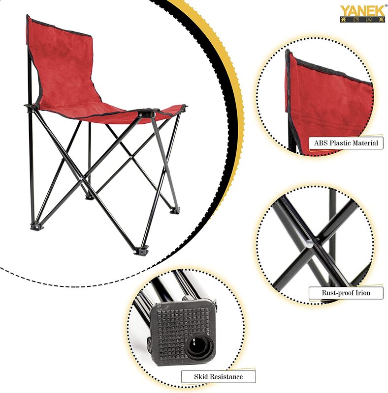 Yanek Foldable Camping Chair with Carry Bag, Red
