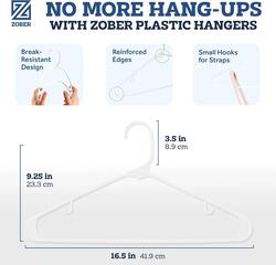 Zober Plastic Hangers 20 Pack  White Plastic Hangers  Space Saving Clothes Hangers for Shirts Pants & for Everyday Use Clothing Hangers with Hooks
