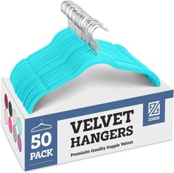 Premium Velvet Shirt Hangers 50 Pack Non Slip Clothes Hangers, Ultra Slim Hangers Gain 50% Closet Space, 360° Swivel Hook, Clothes Hangers for Tops, Dress Shirts, Blouses, Strappy Dresses, Delicates