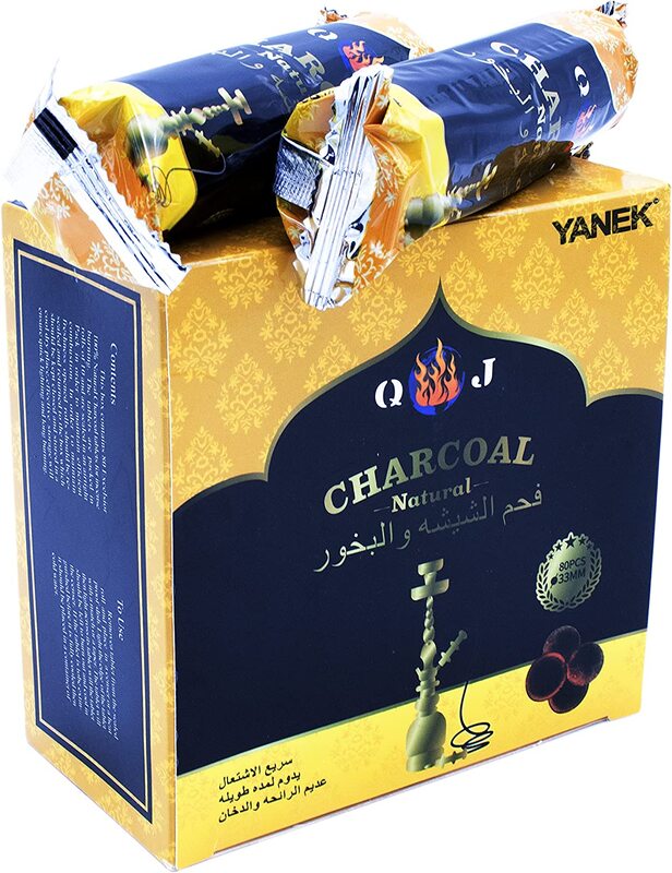 Yanek Magic Coal for Shisha, Bakhour, 80 Pieces, 1 Pack, Black