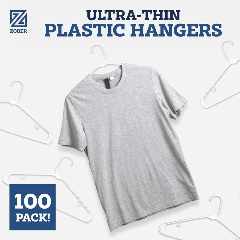 Clothes Hangers  White Plastic Hangers 100 Pack for Shirts Dresses and Pants  Durable Flexible Plastic Clothing Hangers