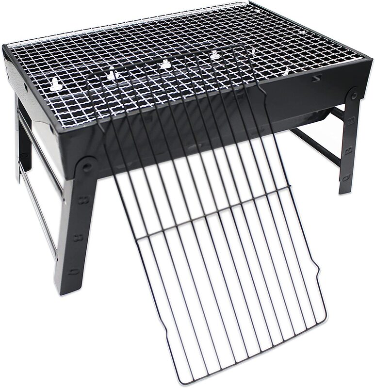 Yanek Stainless Steel Portable & Foldable BBQ Grill Stand, Black