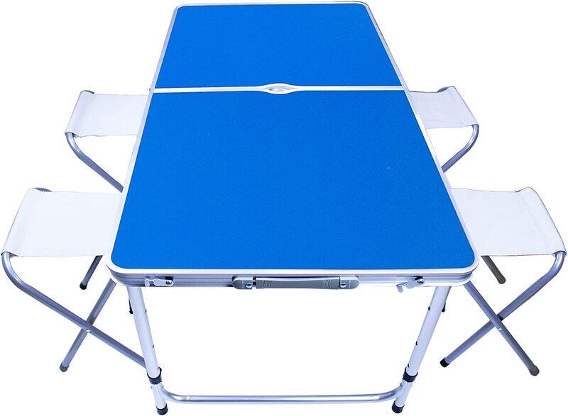 

Yanek Folding Camping Table with 4 Foldable Chairs Set, Sparkle Blue