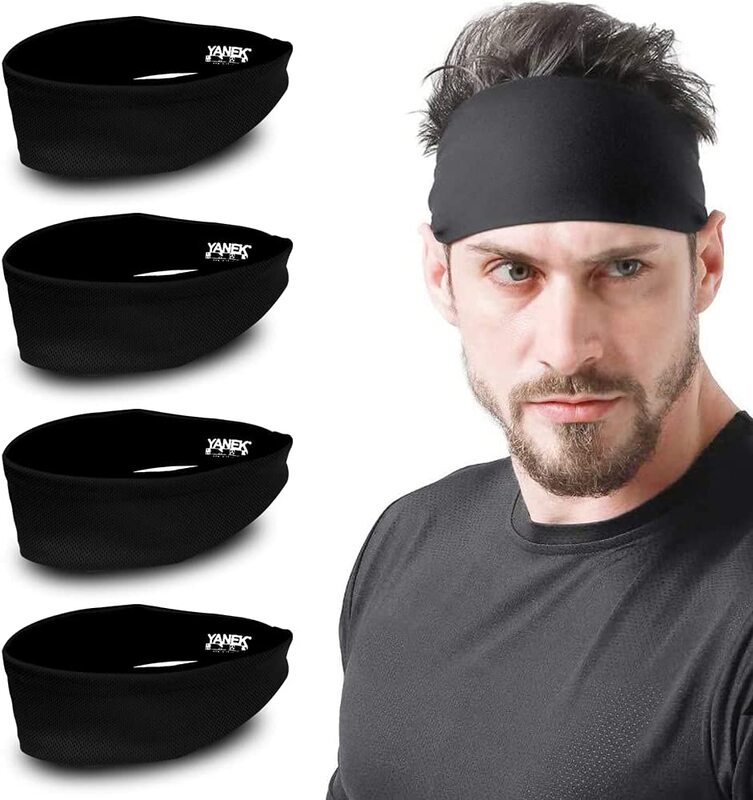 Yanek Anti-odour Comfortable Unisex Headband for Workout & Sports, Black, 4 Pieces