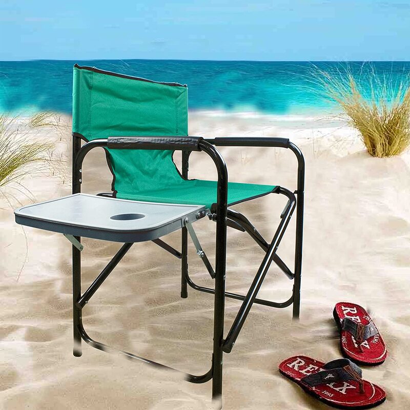 Yanek Portable & Foldable Chair with Cup Holder, Green