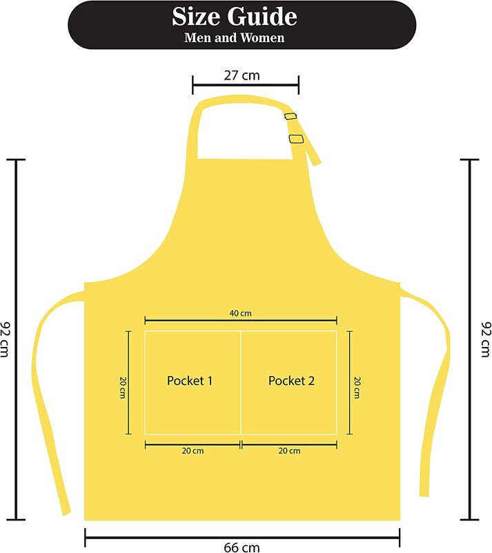 Yanek Adjustable Bib Unisex Chef Kitchen Apron with Pockets, Yellow