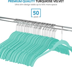 Premium Velvet Shirt Hangers 50 Pack Non Slip Clothes Hangers, Ultra Slim Hangers Gain 50% Closet Space, 360° Swivel Hook, Clothes Hangers for Tops, Dress Shirts, Blouses, Strappy Dresses, Delicates