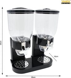 Yanek Dual Cereal Dispenser, 2 Liter Capacity in Each Jar, Black