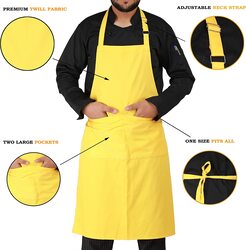 Yanek Adjustable Bib Unisex Chef Kitchen Apron with Pockets, Yellow