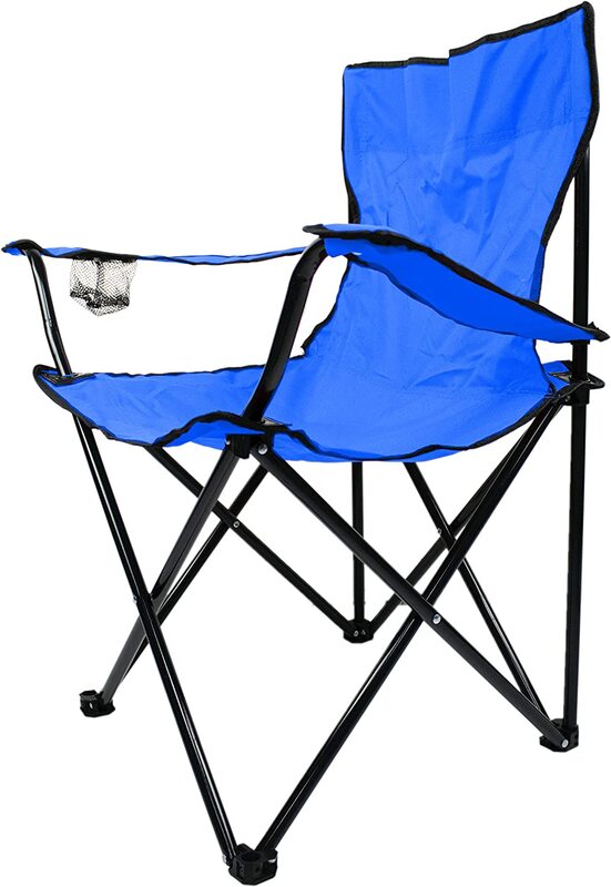 Yanek Folding Camping Chair with Cup Holder, Blue