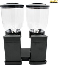 Yanek Dual Cereal Dispenser, 2 Liter Capacity in Each Jar, Black