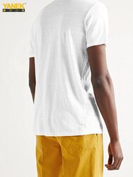 Yanek Plain Ultra Soft Half Sleeves T-Shirt for Men, Medium, White