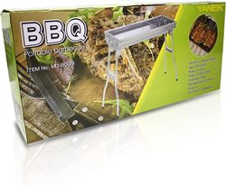 Yanek Stainless Steel Foldable and Portable Big BBQ Grill Stand for Camping, Outdoor, Picnic, Silver