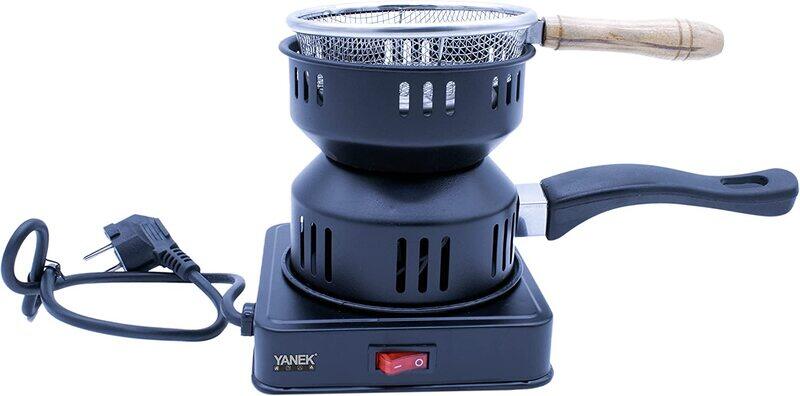 

Yanek Charcoal Starter with Carrying Pan and Tong for Hookah, Shisha, BBQ, Black