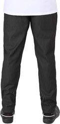 Yanek Striped Pattern Elastic Waist & Drawstring Unisex Trousers Chef Pants, 30/Extra Small, Black
