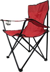 Yanek Folding Camping Chair with Cup Holder, Red