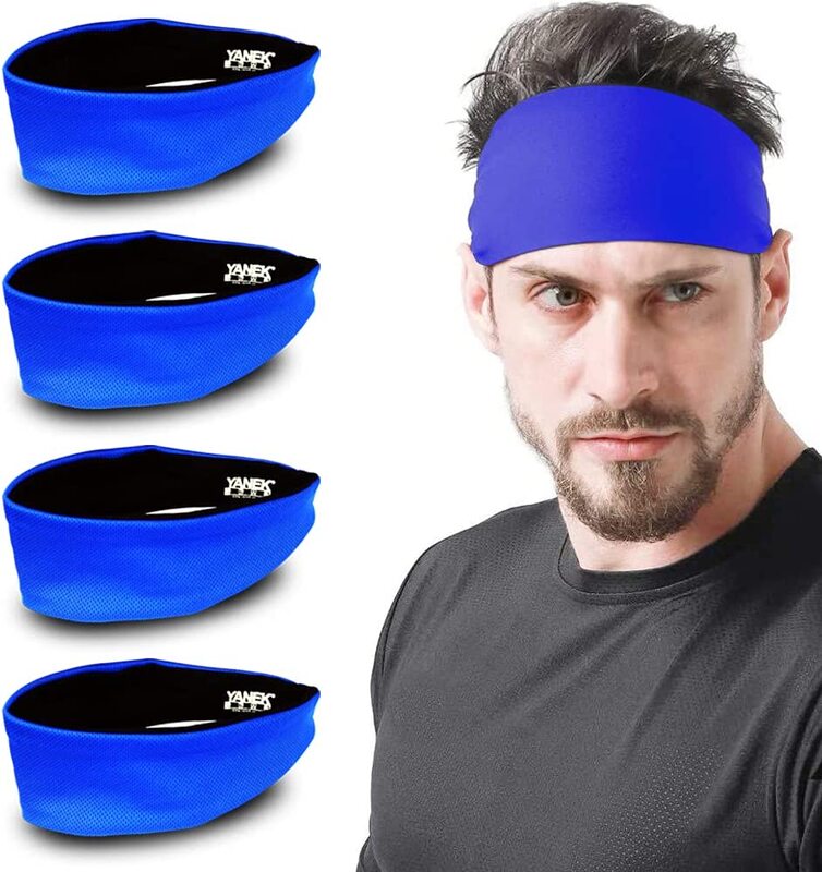 Yanek Anti-odour Comfortable Unisex Headband for Workout & Sports, Blue, 4 Pieces