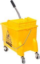 Mop Bucket with Wheel and Wringer, Yellow, 20 Liters