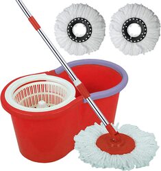 360 Degree Floor Black Spin Mop Bucket Set with 3 Cleaning Dry Heads, Color May Vary