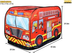 Yanek Foldable Fire Truck Kids Play Tent with Portable Carry Bag, Red