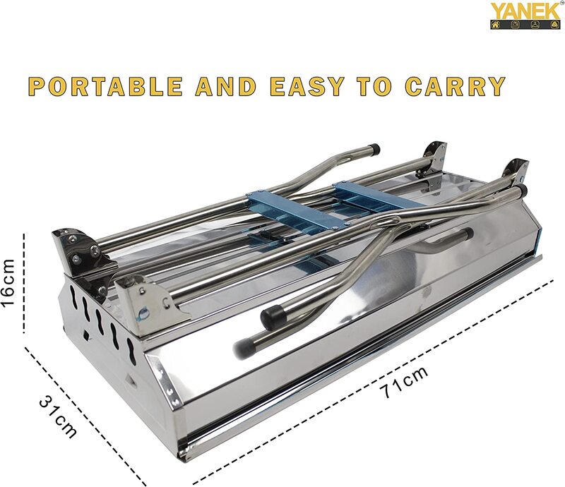 Yanek Big Stainless Steel Foldable and Portable BBQ Grill Stand with Flap, Large, Silver