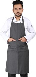 Yanek Adjustable Bib Unisex Chef Kitchen Apron with Pockets, Grey