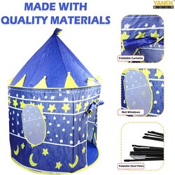 Yanek Foldable Castle Playhouse Kids Play Tent with Portable Carry Bag, Blue
