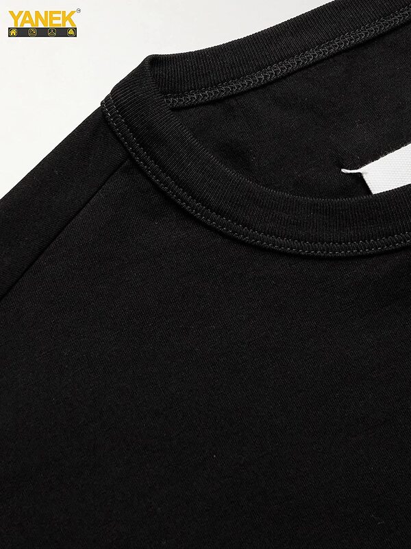 Yanek Plain Ultra Soft Half Sleeves T-Shirt for Men, Medium, Black