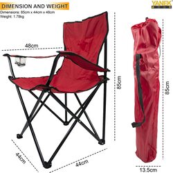 Yanek Folding Camping Chair with Cup Holder, Red