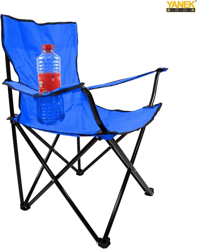 Yanek Folding Camping Chair with Cup Holder, Blue