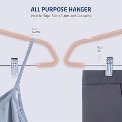 Zober Velvet Hangers with Clips  Pack of 20 Metal Clip Hangers for Pants  Notched Blush Velvet Skirt Hangers for Pants Skirts Suits Dresses & Shirts w 360 Degree Hook  Non Slip Felt Hangers