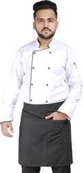Yanek Adjustable Unisex Chef Kitchen Short Apron with Pockets, Grey