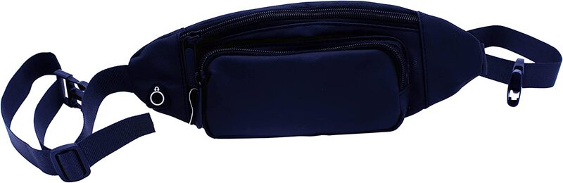Yanek Running Belt Pouch Waist Bag with Adjustable Straps for Workout, Running, Hiking, Solid Black
