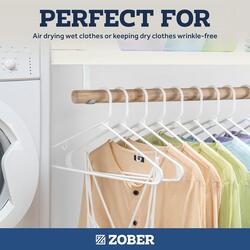 Zober Plastic Hangers 50 Pack  Standard Set of Slim Heavy Duty Clothes Hangers w/Hooks for Coats Jackets & Pants for Everyday Use White
