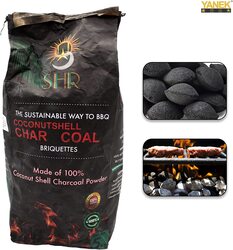 Yanek Coconut Shell Long Lasting BBQ Charcoal Briquettes Packet, 5 Kg, Black