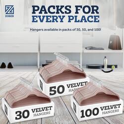 Zober Velvet Hangers 100 Pack - Heavy Duty Blush Hangers for Coats, Pants & Dress Clothes - Non Slip Clothes Hanger Set - Space Saving Felt Hangers for Clothing