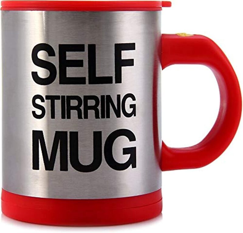 350ml Stainless Steel Self Stirring Coffee Mug Cup, Red