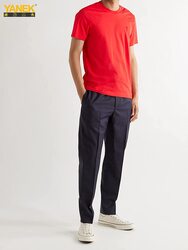 Yanek Plain Ultra Soft Half Sleeves T-Shirt for Men, Medium, Red