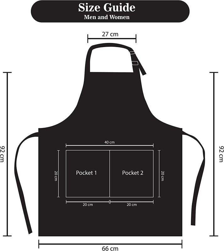 Yanek Adjustable Bib Unisex Chef Kitchen Apron with Pockets, Black