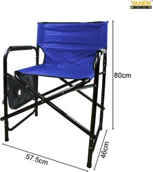 Yanek Portable & Foldable Chair with Cup Holder, Navy Blue