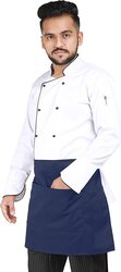 Yanek Adjustable Unisex Chef Kitchen Short Apron with Pockets, Navy Blue