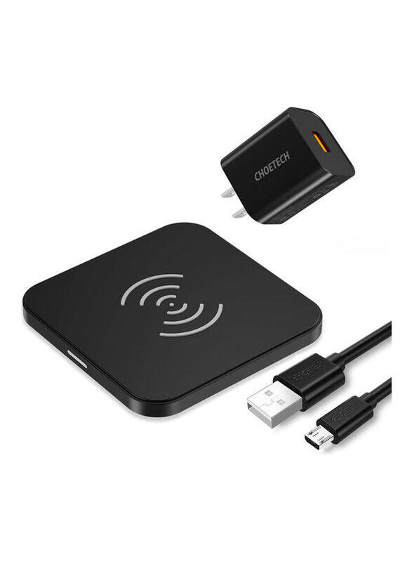 

Choetech Wireless Fast Charging Pad, Micro-B USB Charge Cable, Black