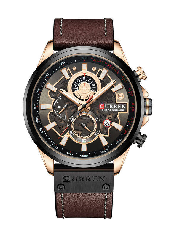 

Curren Enticer Analog Watch for Men with Leather Band, Chronograph, MRW-200HC-7BVDF, Brown-Black