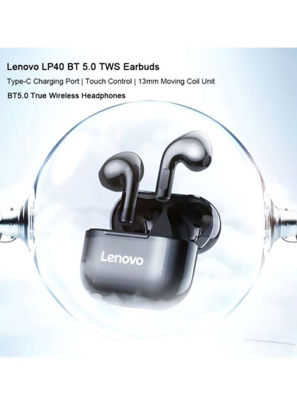 Lenovo LP40 TWS Wireless In-Ear Earphones, Black