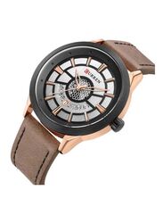 Curren Analog Watch for Men with Leather Band, Water Resistant, M-8330-1, Brown/Grey