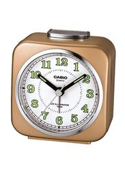 Casio Square Shape Analog Alarm Clock, Brown/Silver