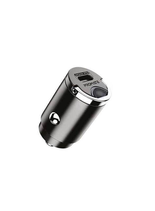 

Promate Smallest 20W Fast Charging USB-C Power Delivery Car Charger with Mini Handle, Black